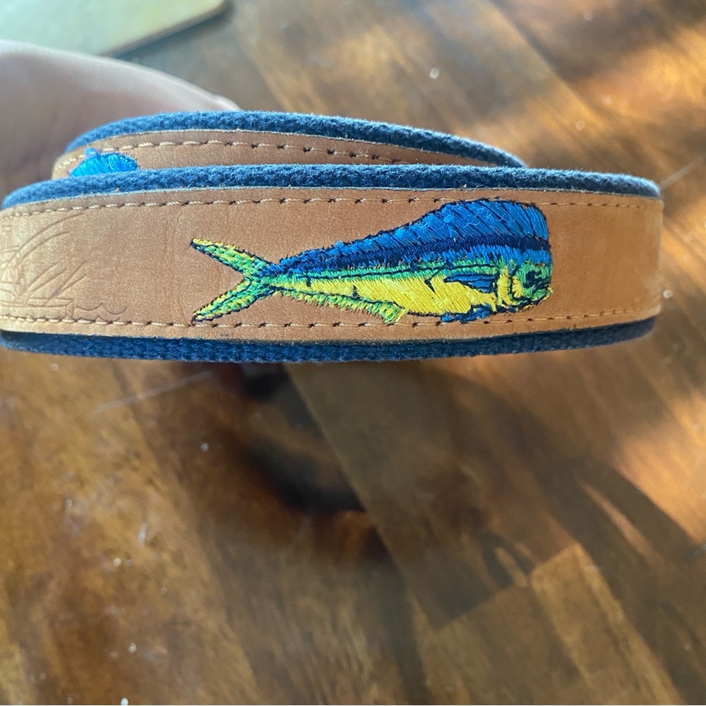 Zep-Pro Blue and Brown Fish Embroidered Belt